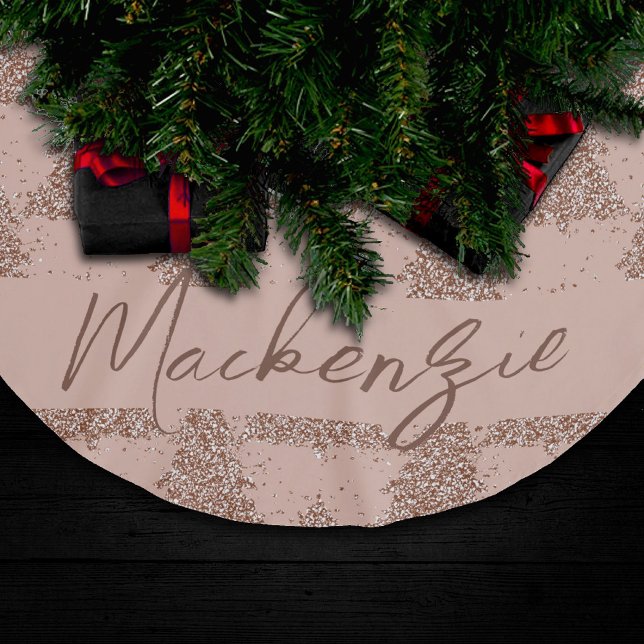 Posh Tree Pattern | Glam Rose Gold Blush Custom Brushed Polyester Tree Skirt (Creator Uploaded)