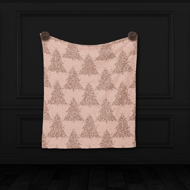 Posh Tree Pattern | Glamorous Rose Gold Christmas Fleece Blanket (Creator Uploaded)