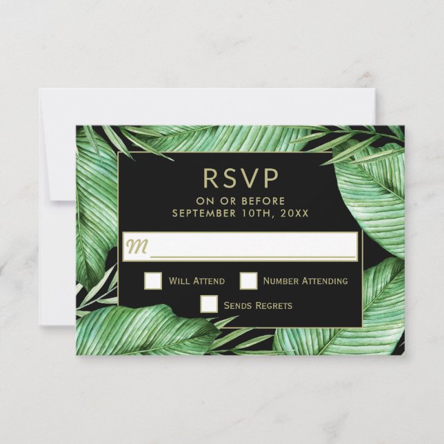 Posh Tropical Vibe Wedding RSVP (Front)