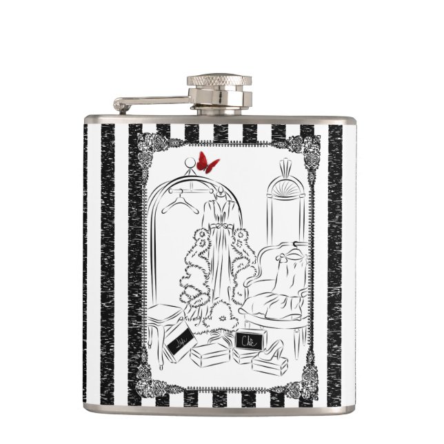 Posh Wardrobe Striped Room Hip Flask (Front)