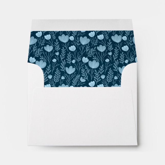 Posies Pattern Blue Floral Elegant Chic Custom Envelope (Back (Bottom))