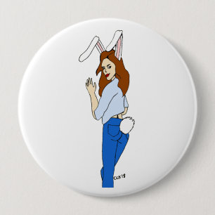 posing bunnygirl 10 cm round badge