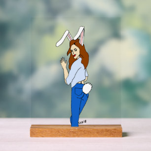 posing bunnygirl acrylic sign