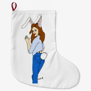 posing bunnygirl large christmas stocking