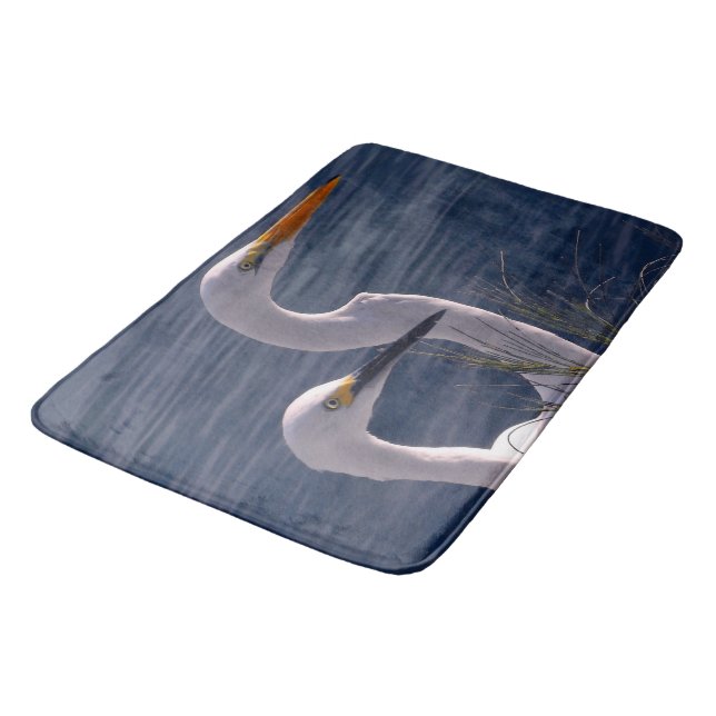 Posing Egrets Bath Mat (Angled)