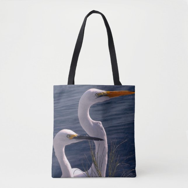 Posing Egrets Tote Bag (Front)