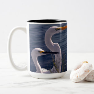 Posing Egrets Two-Tone Coffee Mug