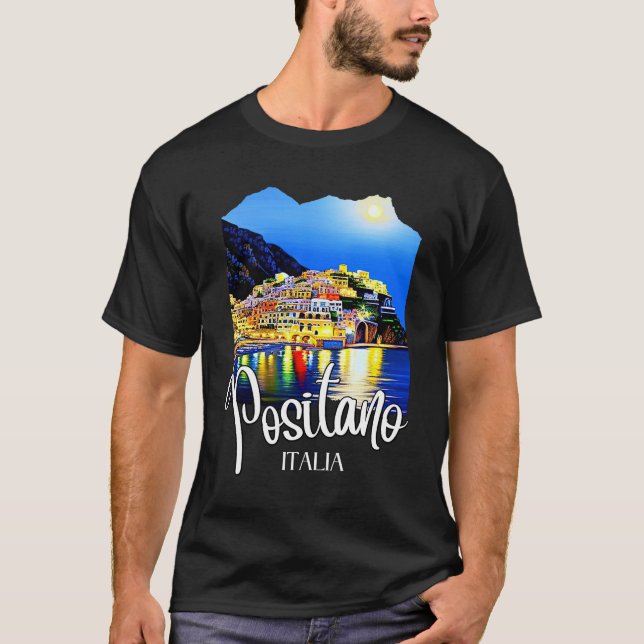 Positano Amalfi Coast At Night T-Shirt (Front)
