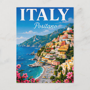 Positano Amalfi Coast Italy Travel Postcard