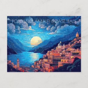 Positano Amalfi Coast Painting of Italy Travel Art Postcard