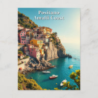 Positano Amalfi Coast Retro Travel Cliffside