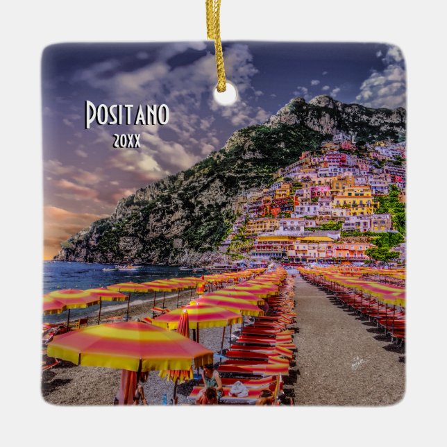 Positano Amalfi Europe Travel Souvenir Photo Ceramic Ornament (Front)
