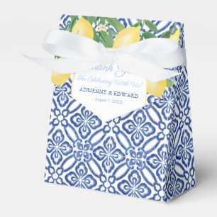 Positano Blue Antique Tiles And Lemons Wedding Favour Box