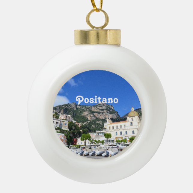 Positano Ceramic Ball Christmas Ornament (Front)