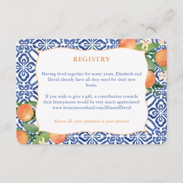 Positano Citrus Registry, Information, Details Enclosure Card (Front)