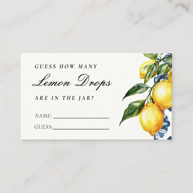 Positano How Many Lemon Drops Bridal Shower Enclosure Card (Front)
