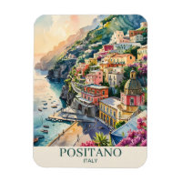 Positano Italy Amalfi Coast Watercolor Landscape