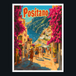 Positano Italy Art Vintage Travel Illustration Poster<br><div class="desc">Positano Italy Art Vintage travel place illustration</div>