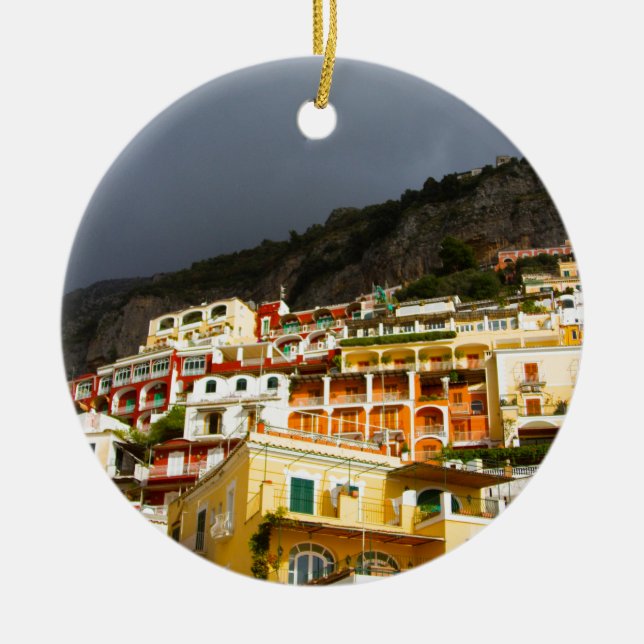 Positano, Italy Ceramic Tree Decoration (Front)