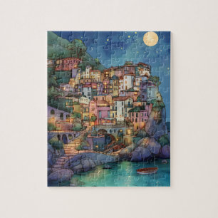 Positano, Italy – Coastal Village & Starry Sky Jigsaw Puzzle