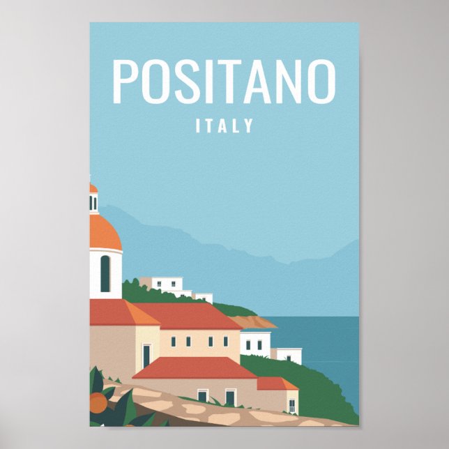 Positano Italy Famous Travel Place Illustration Poster (Front)