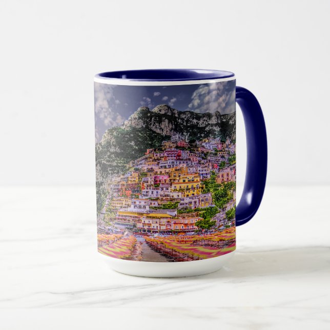 Positano Italy Sunset Amalfi Coast Travel Mug (Front Right)