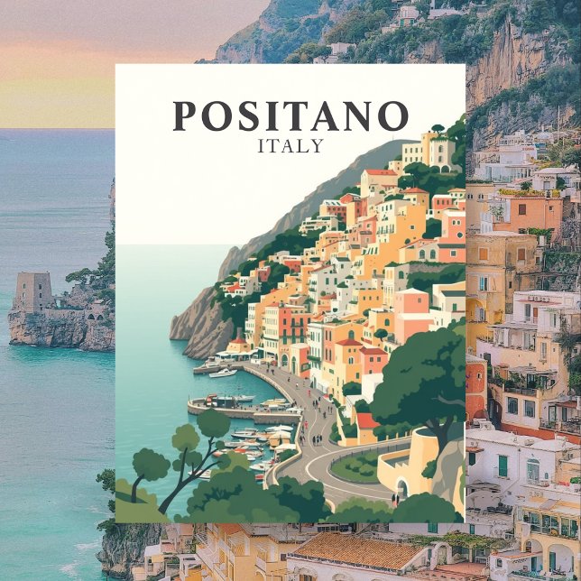 Positano, Italy Town Vintage  Postcard (Positano, Italy Town Vintage Postcard
)