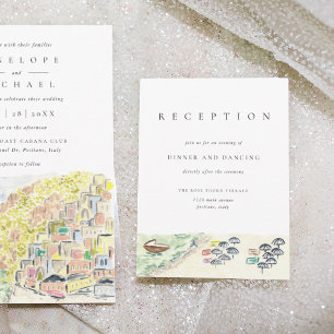 Positano Italy Travel Wedding Reception Enclosure Invitation