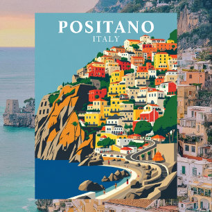Positano, Italy Vintage Travel Postcard