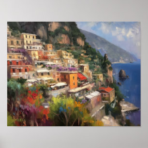 Positano Italy Watercolor Art Print Poster