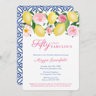 Positano Lemon 50 And Fabulous 50th Birthday Party Invitation