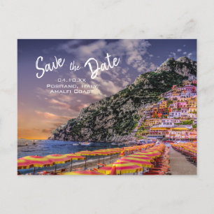 Positano Wedding Amalfi Coast Italian Wedding Announcement Postcard