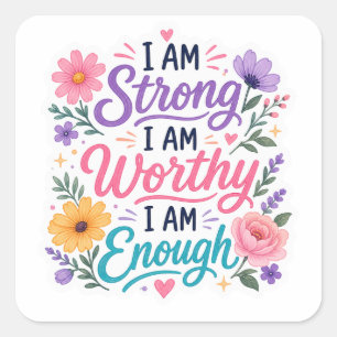 Positive Affirmation Floral Design Sticker