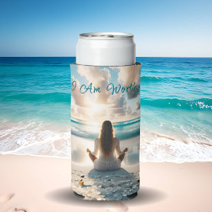 Positive Affirmation I am Worthy of Love Seltzer Can Cooler