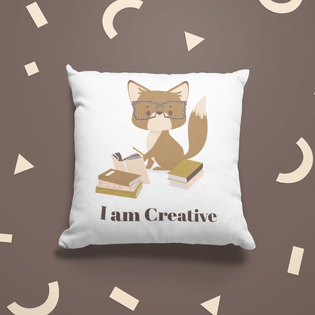 Positive Affirmation Kids Reading Decor Cushion (Positive Affirmation Kids Pillow Cushion Fox Back to School)