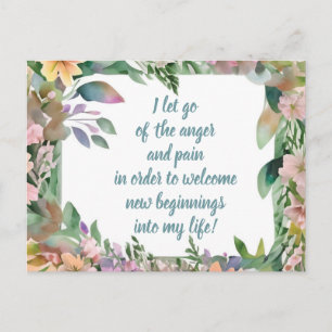 Positive Affirmation Letting Go Of Pain And Anger Postcard