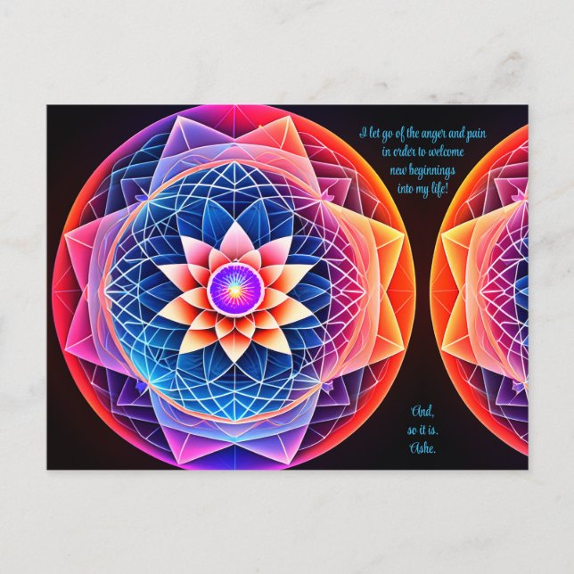 Positive Affirmation Letting Go Of Pain And Anger Postcard (Front)