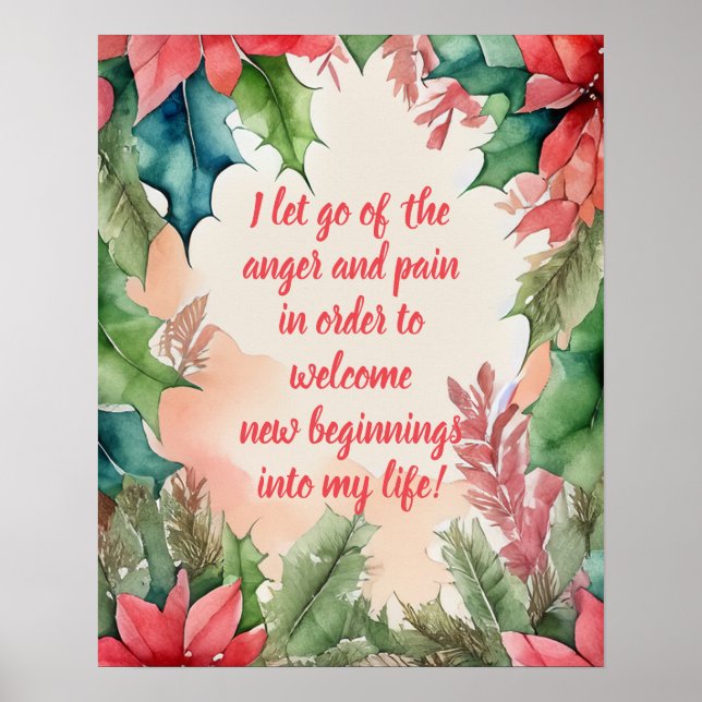 Positive Affirmation Letting Go Of Pain And Anger Poster (Front)