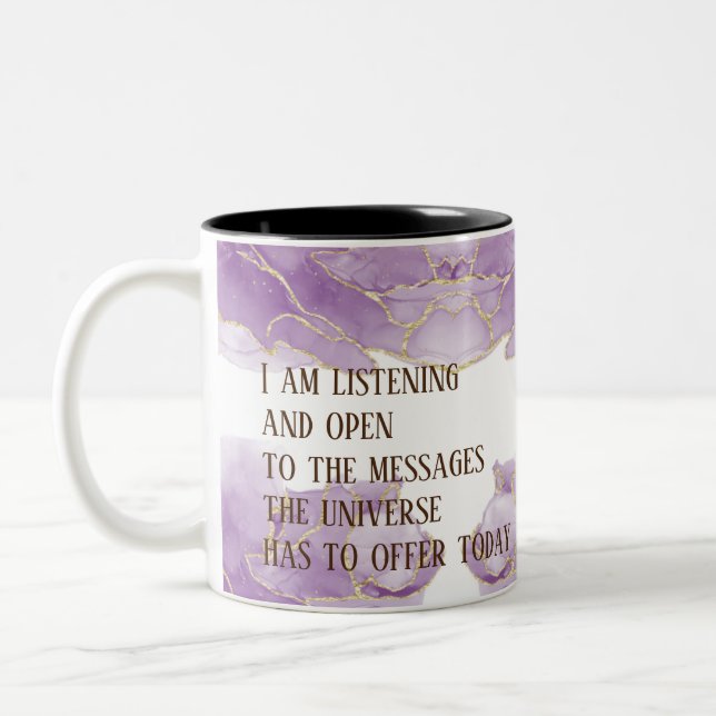 Positive Affirmation Marble Green/Gold Two-Tone Coffee Mug (Left)