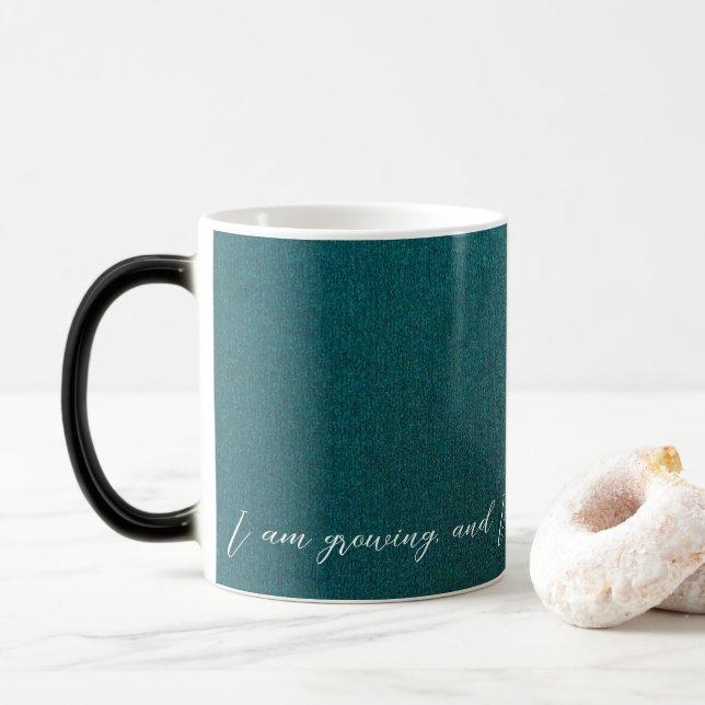 Positive Affirmation Sleek Green/Gold Magic Mug (With Donut)
