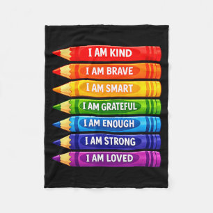Positive affirmations crayons for kids fleece blanket