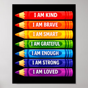 Positive affirmations crayons for kids poster