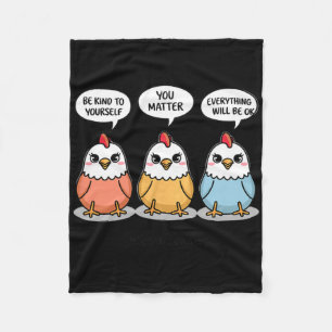 Positive Affirmations Cute Cartoon Chicken Tenders Fleece Blanket
