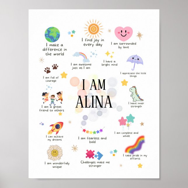 Positive Affirmations for kids, Affirmation Poster (Front)