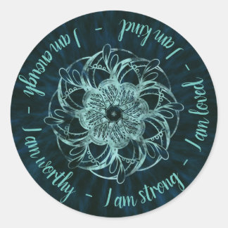 Positive Affirmations Mandala Classic Round Sticker