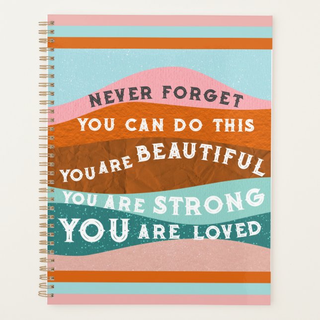 Positive affirmations messages in  Retro style  Planner (Front)