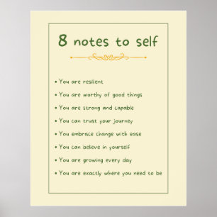 Positive Affirmations Notes to self Poster
