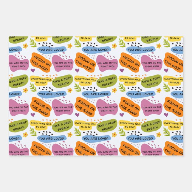 Positive Affirmations Pattern - Motivation Quotes  Wrapping Paper Sheet (Front)