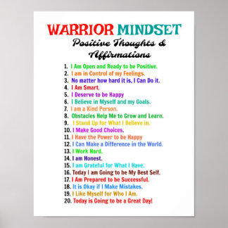 Positive Affirmations Poster - Warrior Mindset