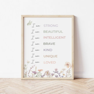 Positive Affirmations Print: Wildflower Wall Art 